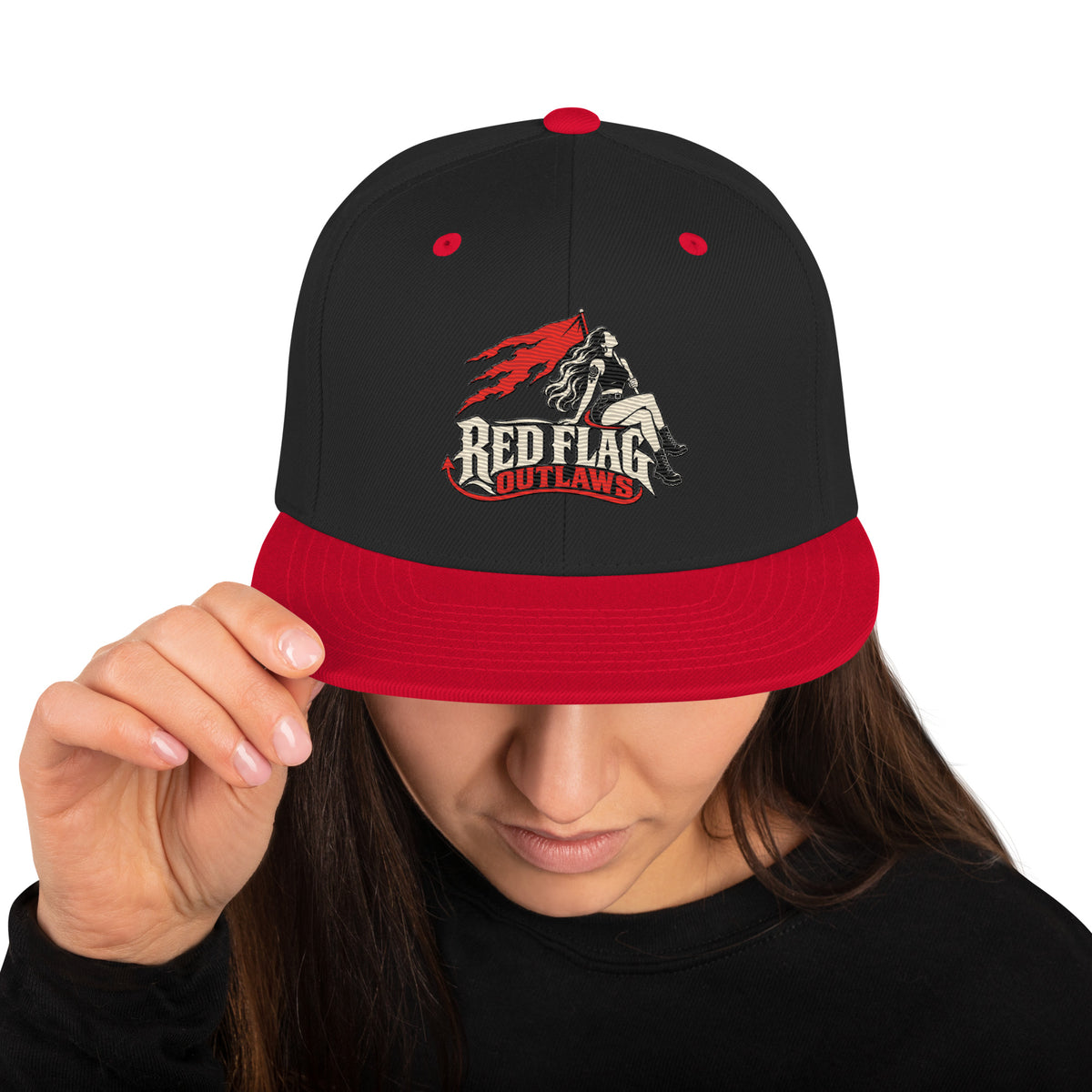 Outlaw Black/Red Snapback — RFO Embroidered Hat