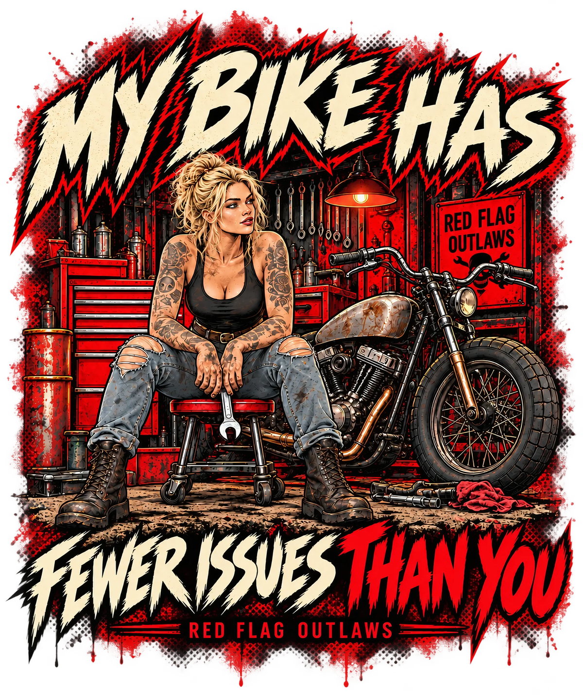 Artwork detail — back print, Fewer Issues garage design
